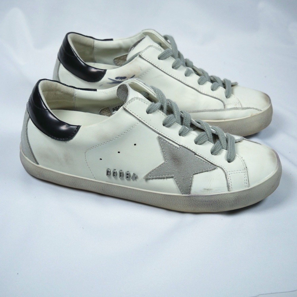 Golden Goose Super-Star White Leather Grey Suede Star Sneakers Womens 38 IT